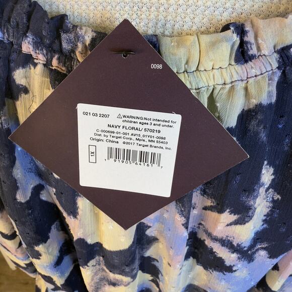 Ava & Viv Women's Size 1X Navy Floral Midi  3588 - Picture 5 of 9